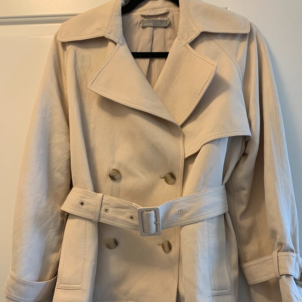Vince Cropped Linen-Blend Trench Coat